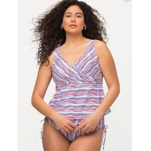 Ulla Popken Scribbled Stripes Two Piece Tankini Set